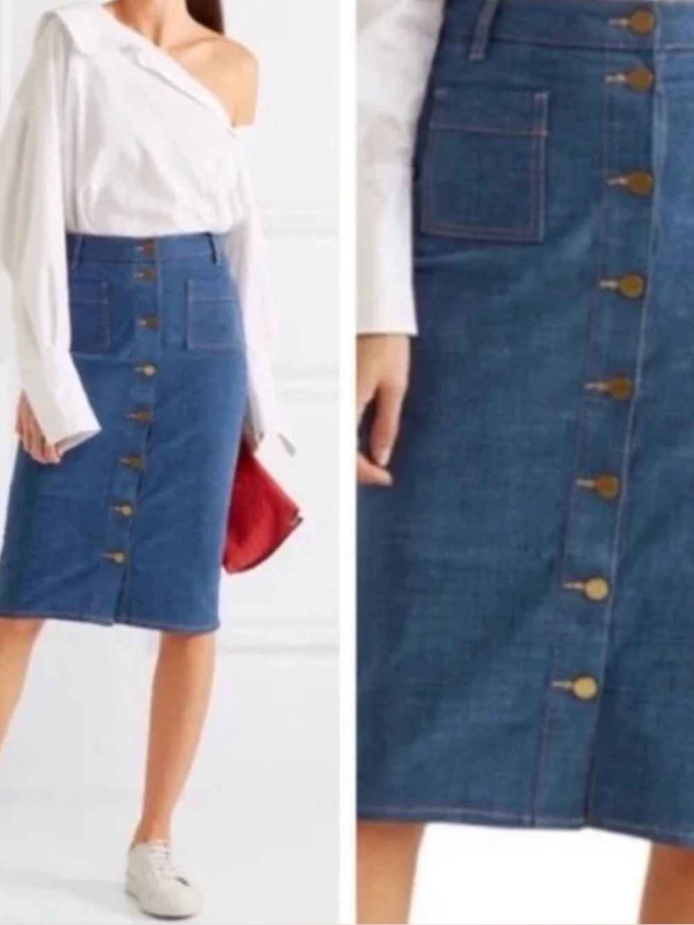 Tory Burch Stretch Denim Pencil Skirt